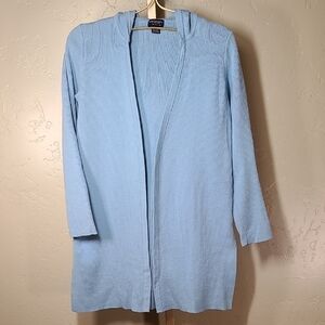 American Eagle Outfitters Y2K Light Blue Wool Hooded Cardigan Sweater 100% Wool